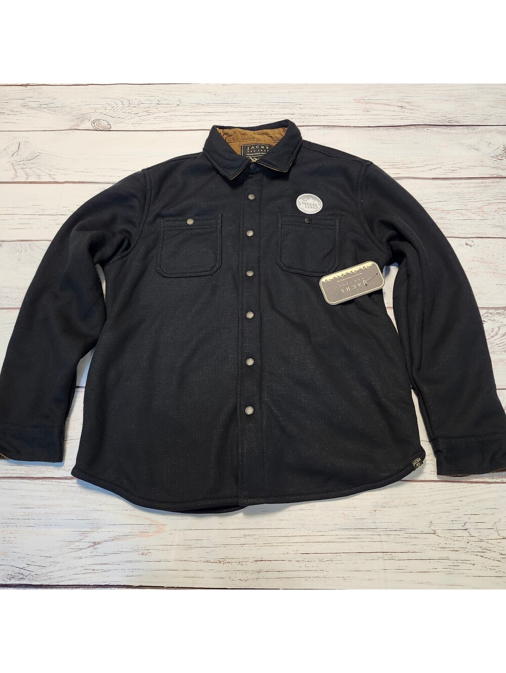 Jachs New York Men's Sherpa Lined Shirt Jacket XL Black NWT